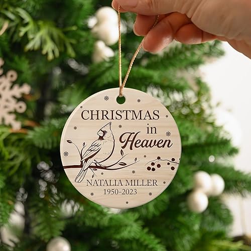 Vista 56 de Adorno de cerámica con cardenal personalizado en memoria amorosa, los seres queridos pueden dejar este mundo pero nunca dejan nuestros corazones