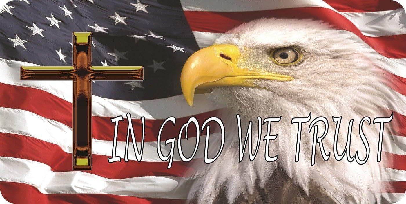 in God We Trust On U.S. Flag Photo License Plate