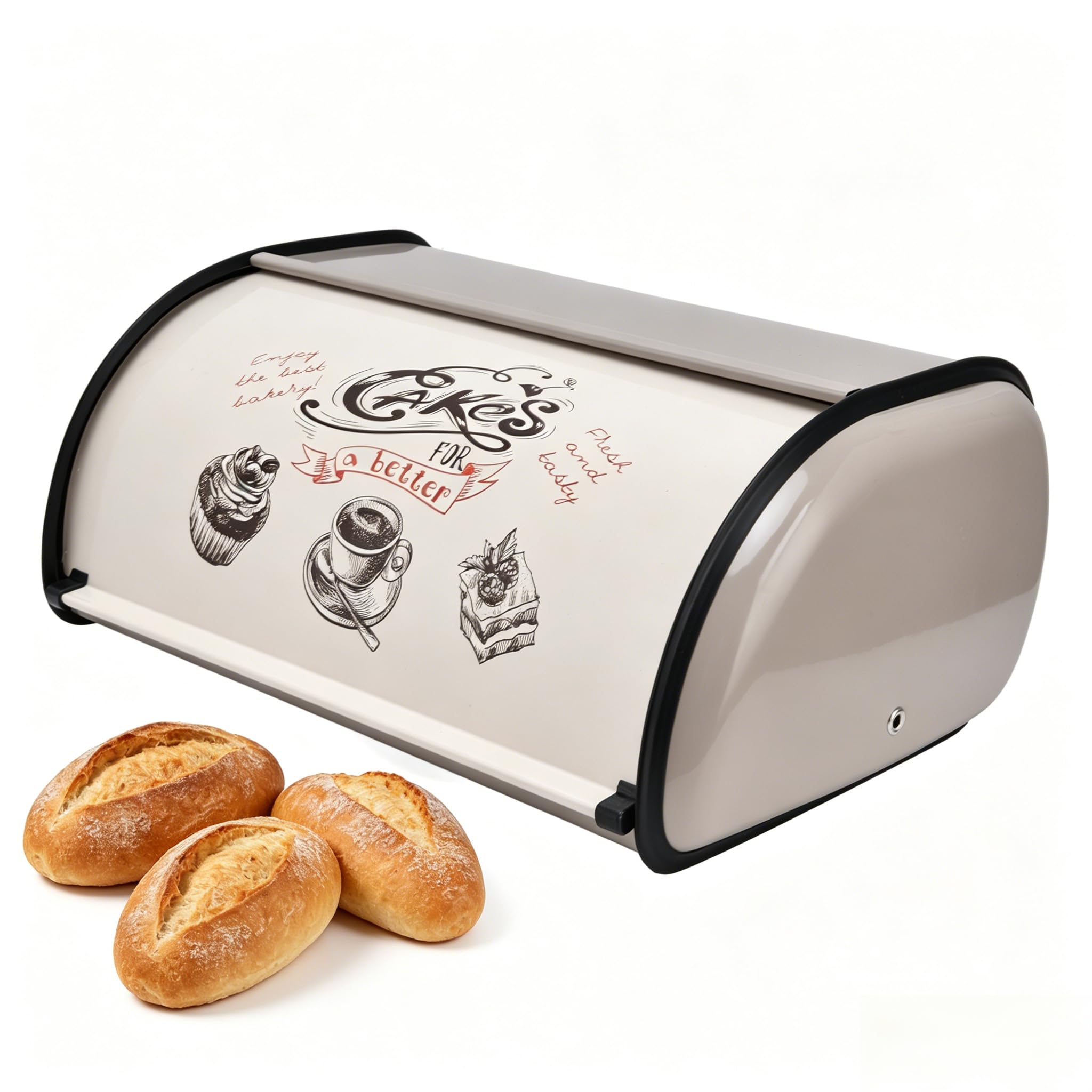 Boîte à pain en acier inoxydable 34.5 x 23 x 14.5 cm avec couvercle métallique de cuisine