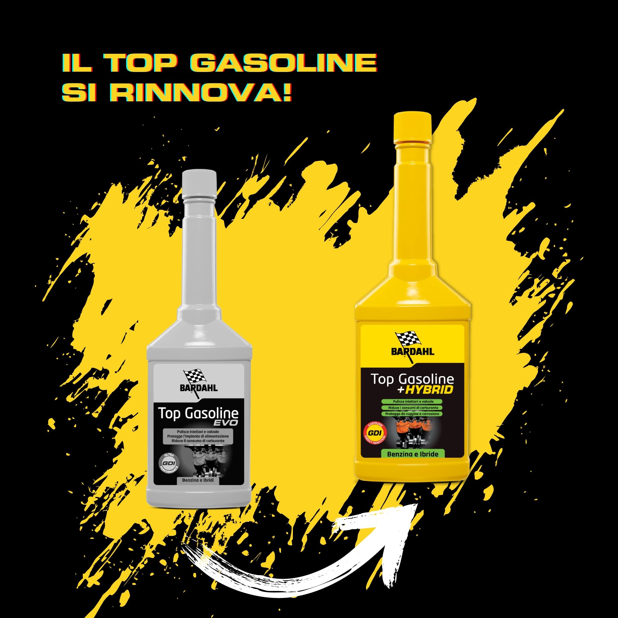Bardahl - Top Gasoline + Hybrid - Additivo Multifunzionale per Auto, Additivo Benzina che Rimuove Efficacemente i Depositi già dal Primo Trattamento, Protegge dalla Ruggine, 250 ml