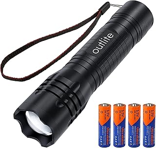 outlite 3500 Lumen LED Taschenlampe, Extrem Helle Taschenlampe mit 4 AA-Batterien (im Lieferumfang enthalten), 5 Leuchtmod...