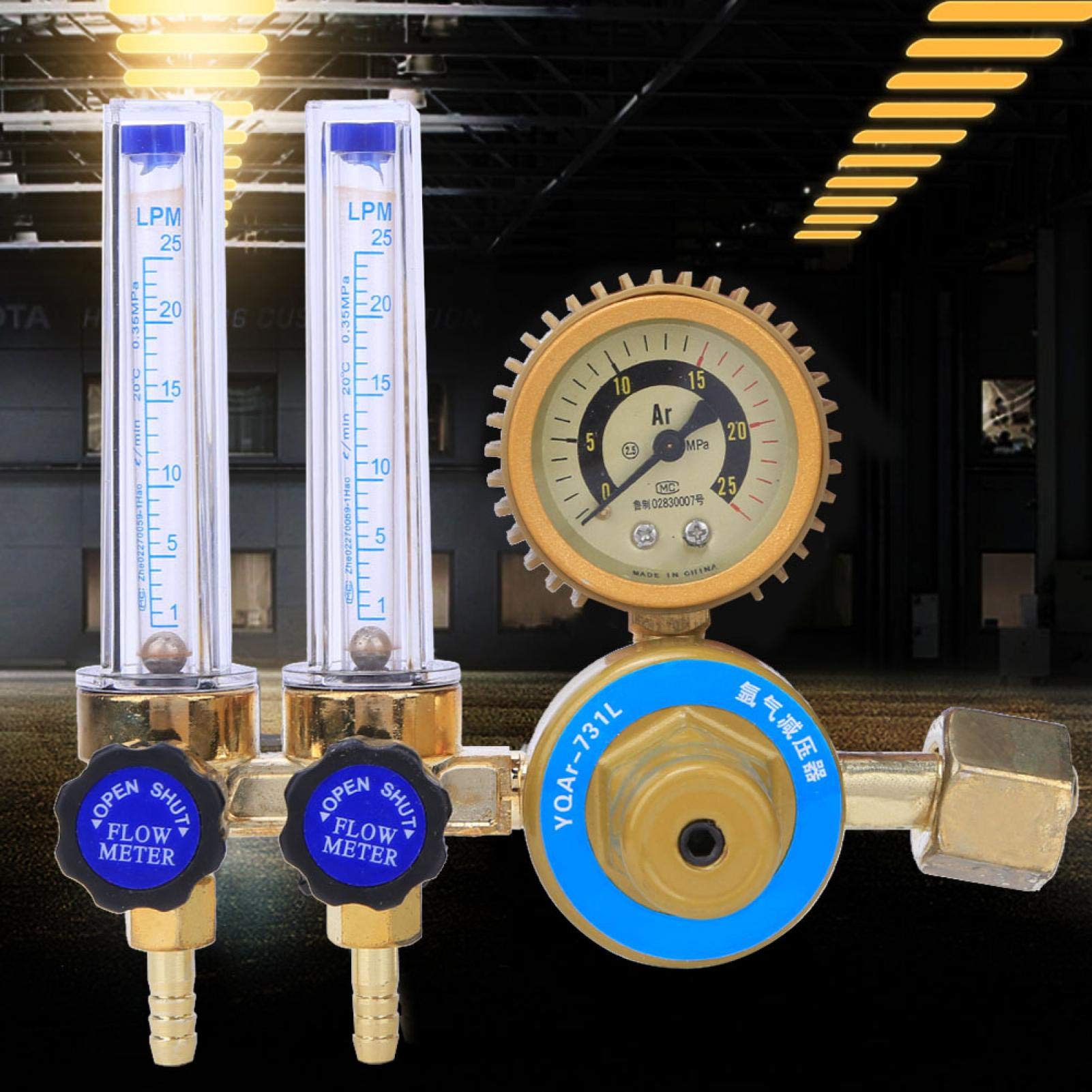Fafeicy Argon Pressure Regulator, Argon CO2 Flowmeter, Double Gauge Meter for TIG, MIG Welding Accessory, Filter Pressure Reducing Valve
