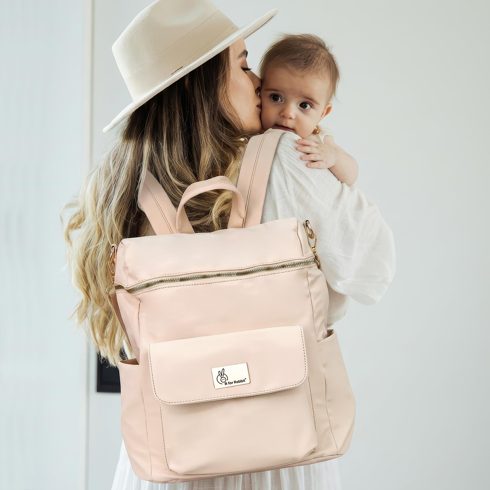 R for Rabbit Caramello Bold Ivy Diaper Bag for Moms, Premium Vegan Leather with Insulated Bottle Pockets, 7 Compartments, Maternity Travel Backpack, 24 Litre Capacity (Ivory Beige)-image-32