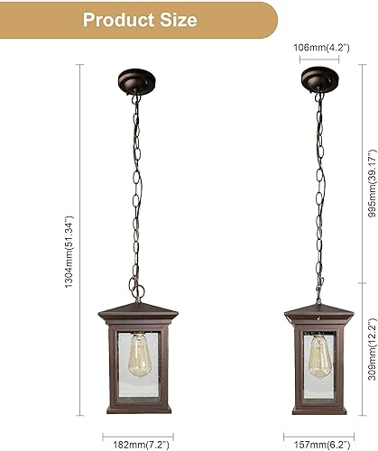 Miniatura 4 de Jetima Lámpara colgante para exteriores con acabado de aluminio y vidrio templado transparente, bronce aceitado (ORB) para entrada, porche, puerta