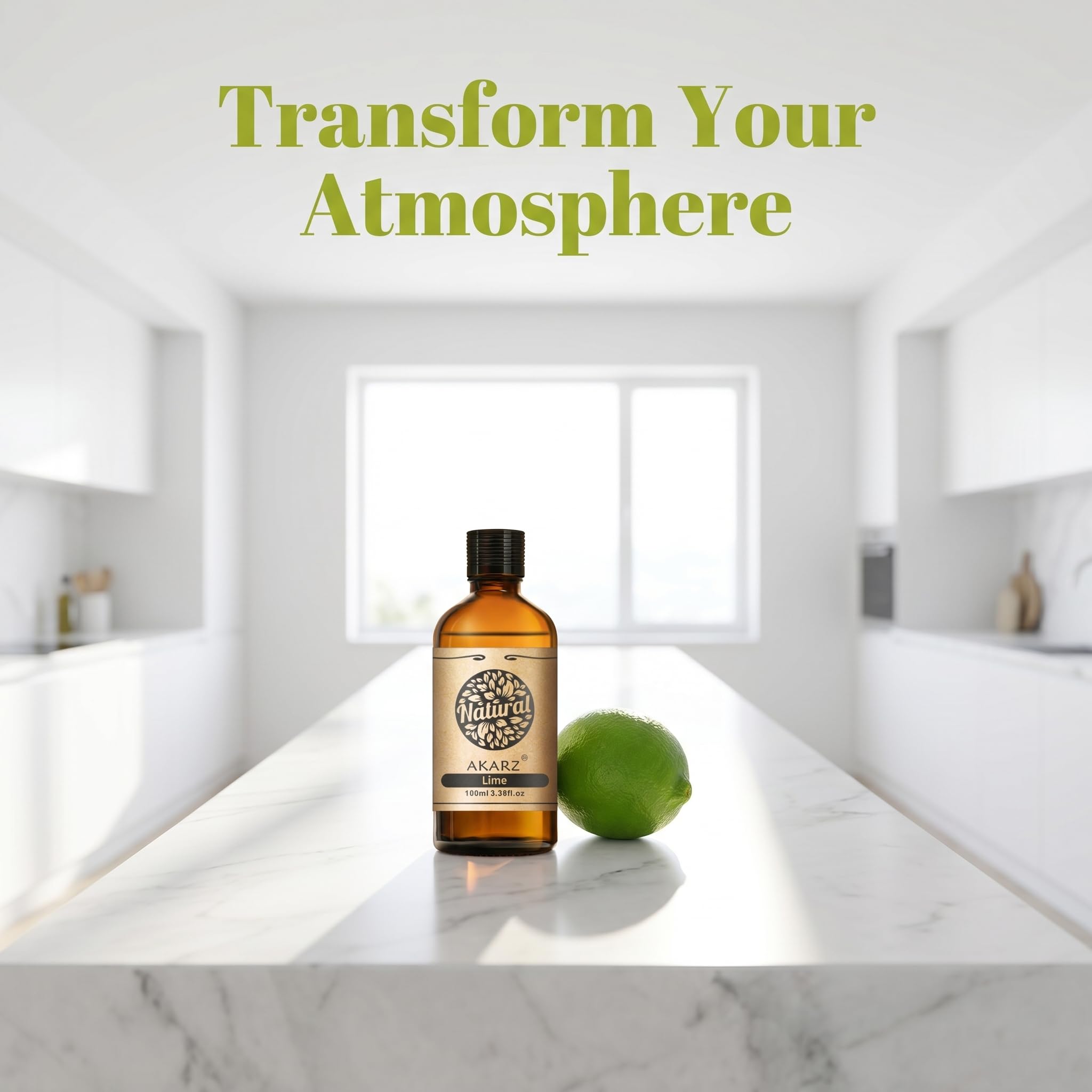 AKARZ 100ml Olejek esencjny z Limonki - Naturalny olejek aromatyczny do dyfuzorów, lamp aromatycznych i aromatów pomieszczeń