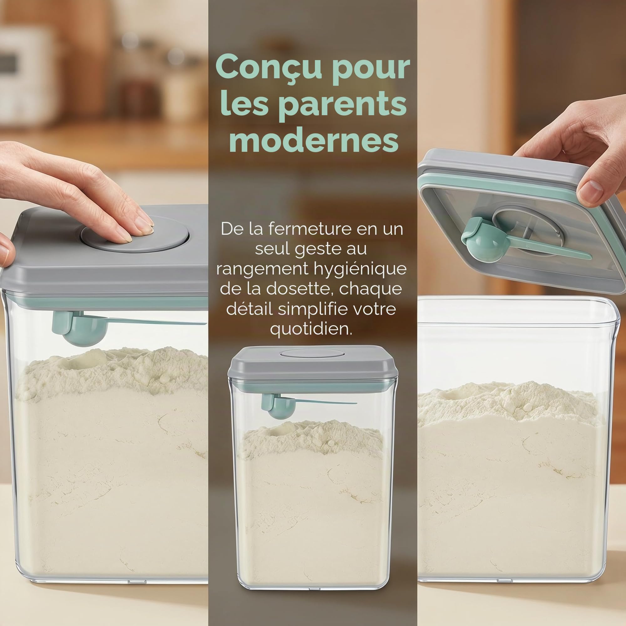 2300ml Milchpulverspender de Conservation Lait en Poudre avec Mesurette & Brosse - Distributeur de Lait Grande Capacité, Récipient Nourriture Sans BPA, Dosage & Poudre de Protéines Lait