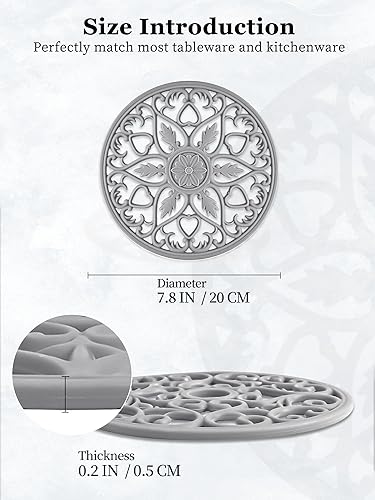 Miniatura 4 de SMARTAKE Juego de 3 tapetes de silicona para salvamanteles, multiusos, tallados, aislados, antideslizantes, duraderos, tapetes de cocina flexibles y