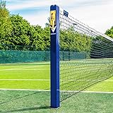 Vermont Square Tennis Posts [ITF Regulation] | 76mm Powder Coated Steel – Optional Ground Sockets (Blue, Without Ground Sockets)