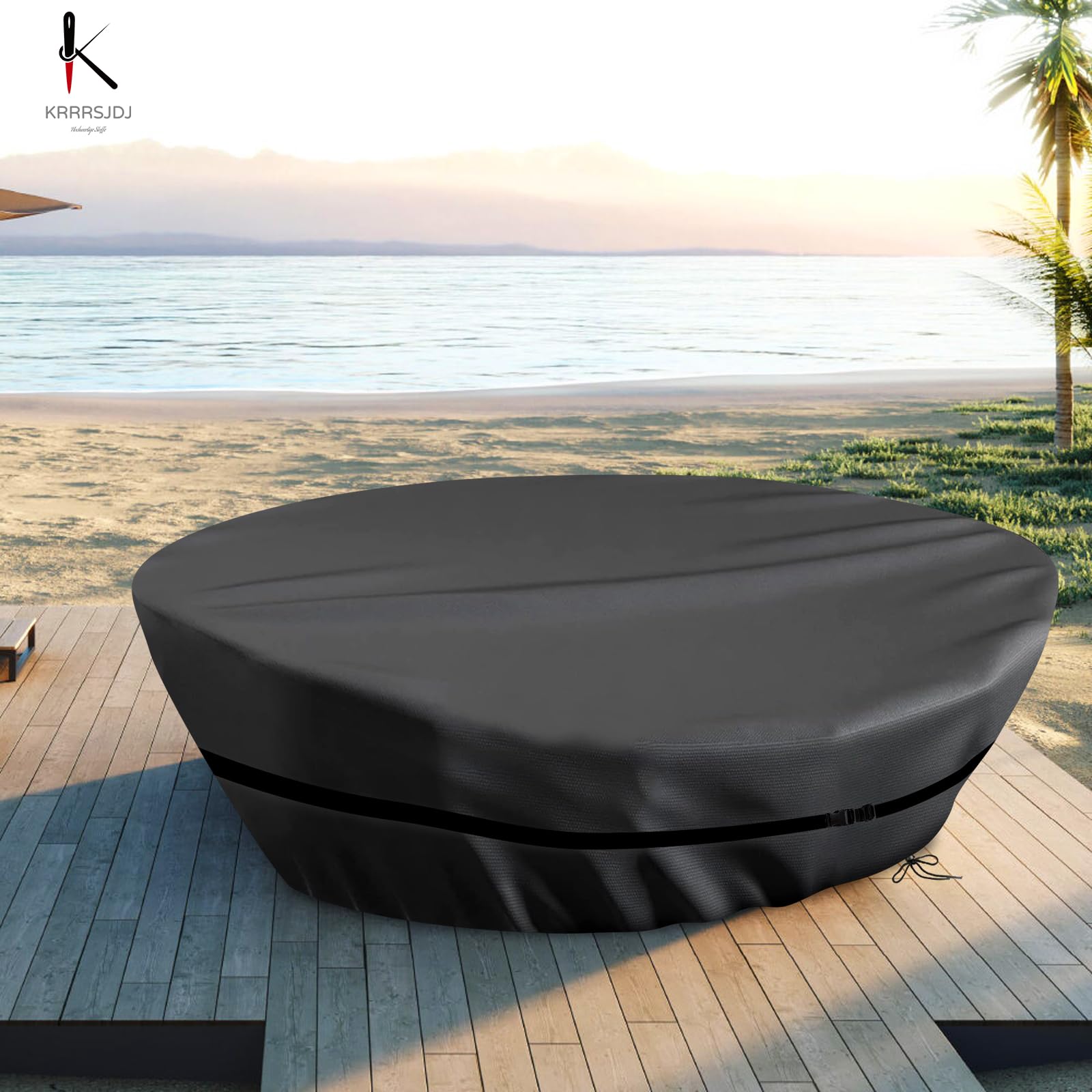 Sonneninsel Oval Abdeckung Wasserdicht,Schutzhülle Ovale Sonneninsel Winddicht,Abdeckung Oval mit Kordelzug und Verstellbare Schnallen,420D Oxford-Stoff Staubdicht (235*150*45/85cm,Schwarz)