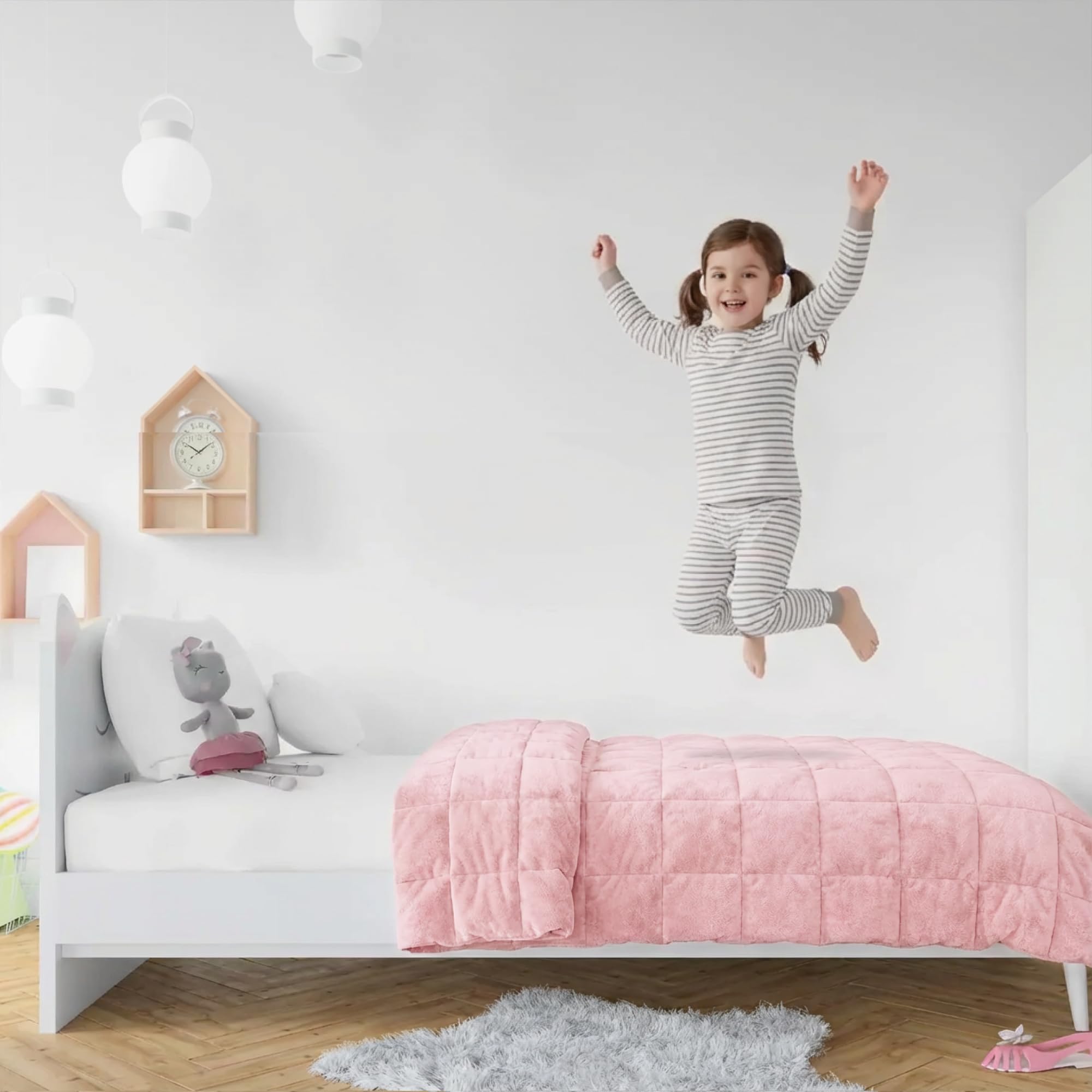 Dailydream Couverture Lestée Enfant | thérapeutique | 90x120 cm | 2,3 kg | Rose Douillet | 100% Coton | avec Perles de Verre | Couette pondérée | apaisante et relaxante | Poids corporel 20-35 kg