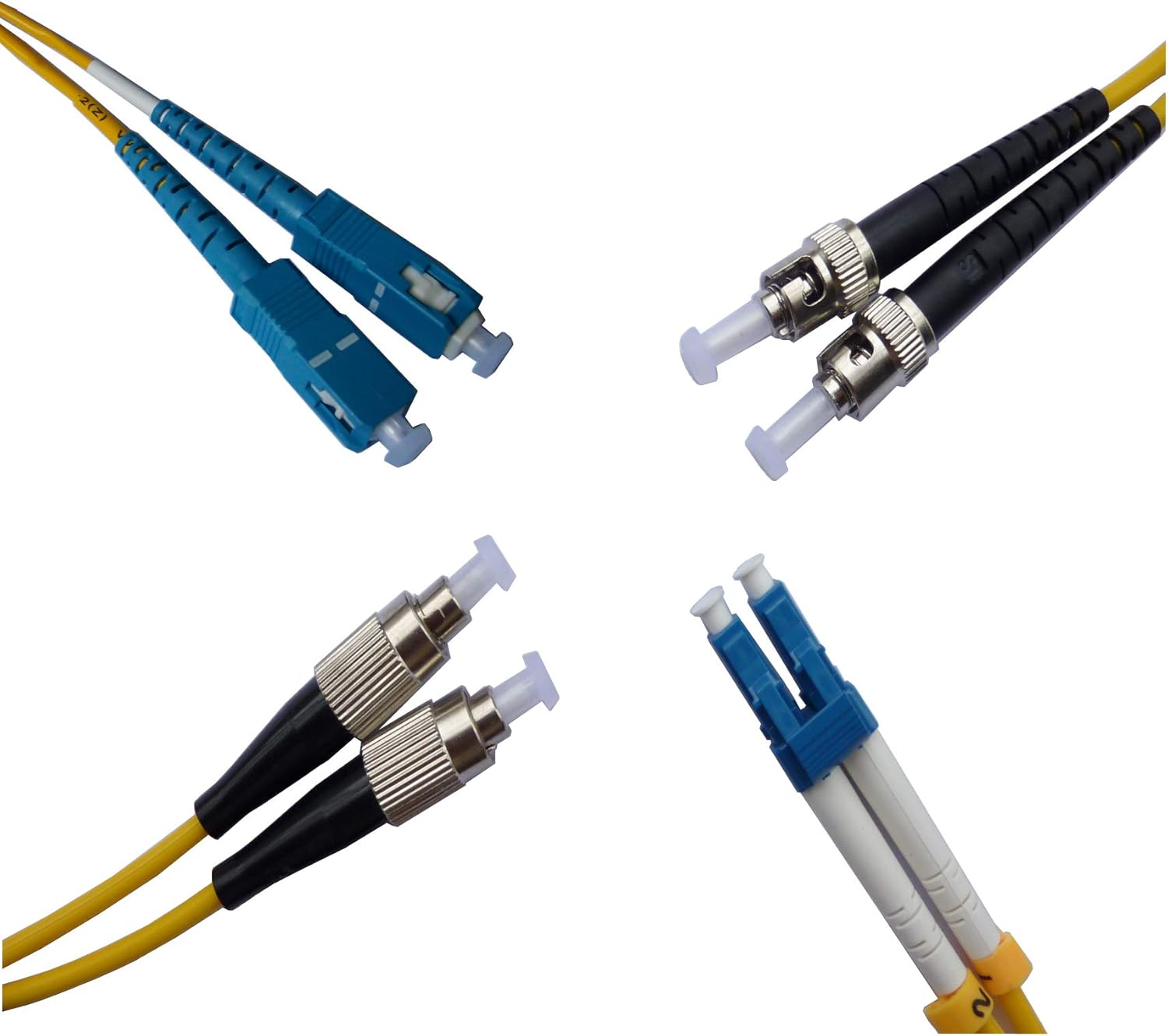 50M LC to SC Fiber Optic Patch Cord Jumper Cable Duplex Single-Mode 9/125 OS1 OS2 LC-SC,50 Meters 164ft Yellow