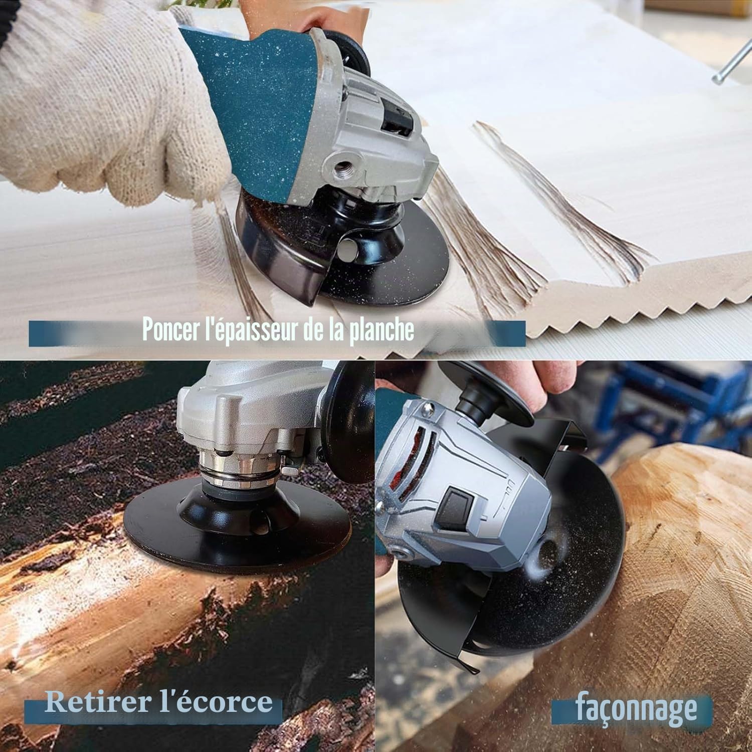 OBA Disque Bois Meuleuse 125mm, 3 Pièces Disques de Meulage pour Façonner, Meuler et Sculpture, Roues pour Meuleuse d'angle