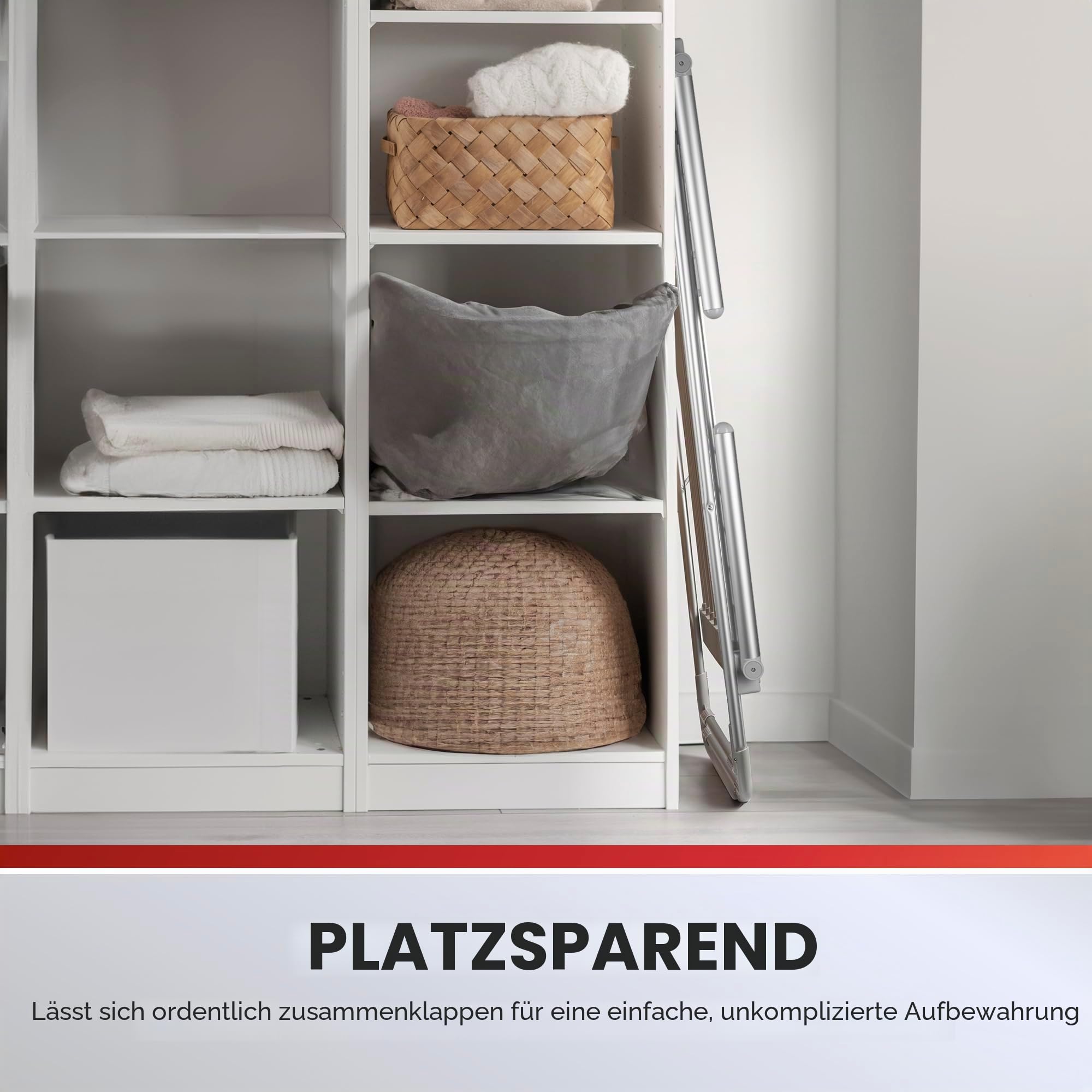 Daewoo HEA1874 faltbarer, tragbarer beheizter Wäscheständer, 230 W, 15 kg maximale Belastung, 1,4 m Kabel, niedrige Betriebskosten und gefaltete Flügel, Weiß, Aluminium