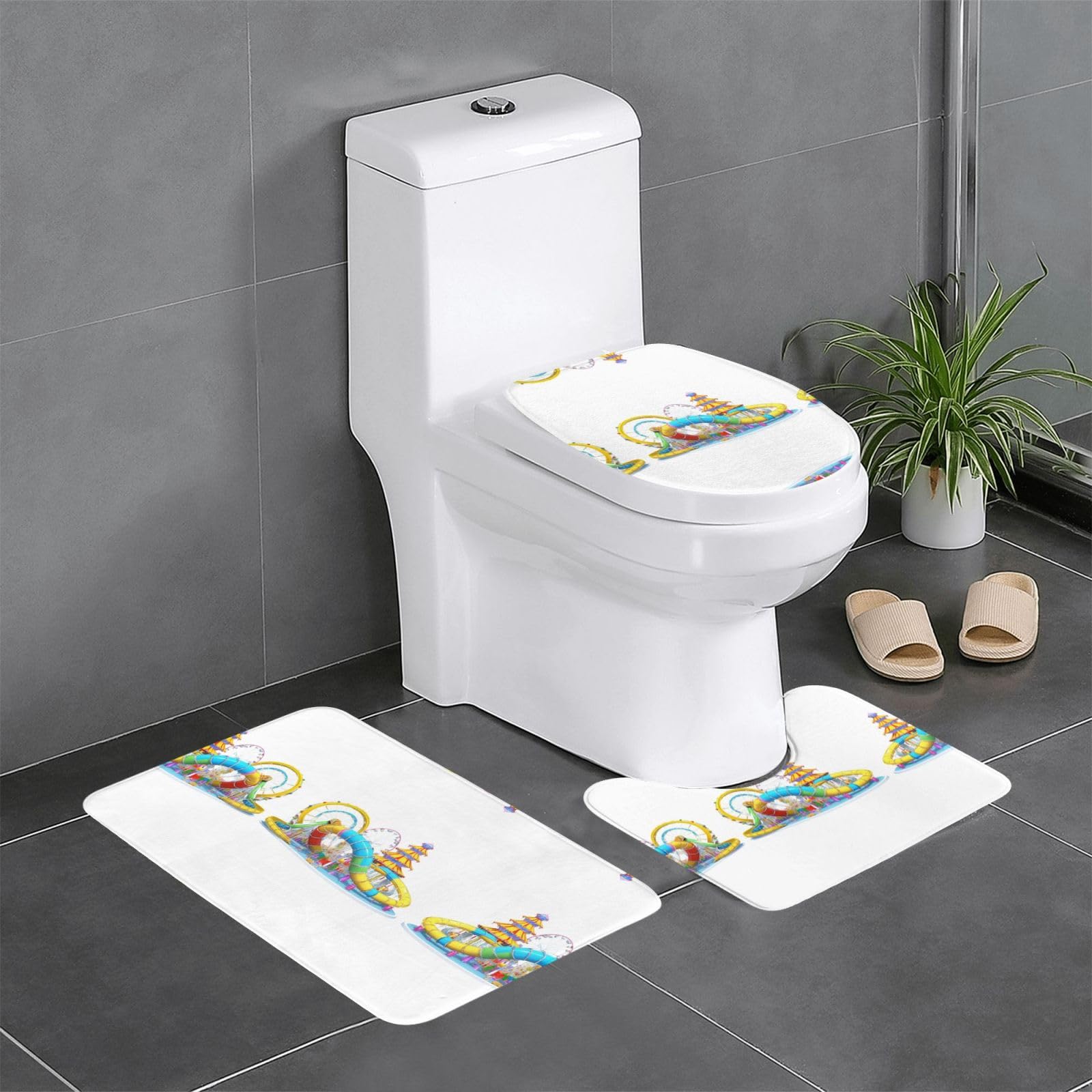 Tapis de salle de bain pour meuble-lavabo style parc d'attractions HJFCZH Fantasy