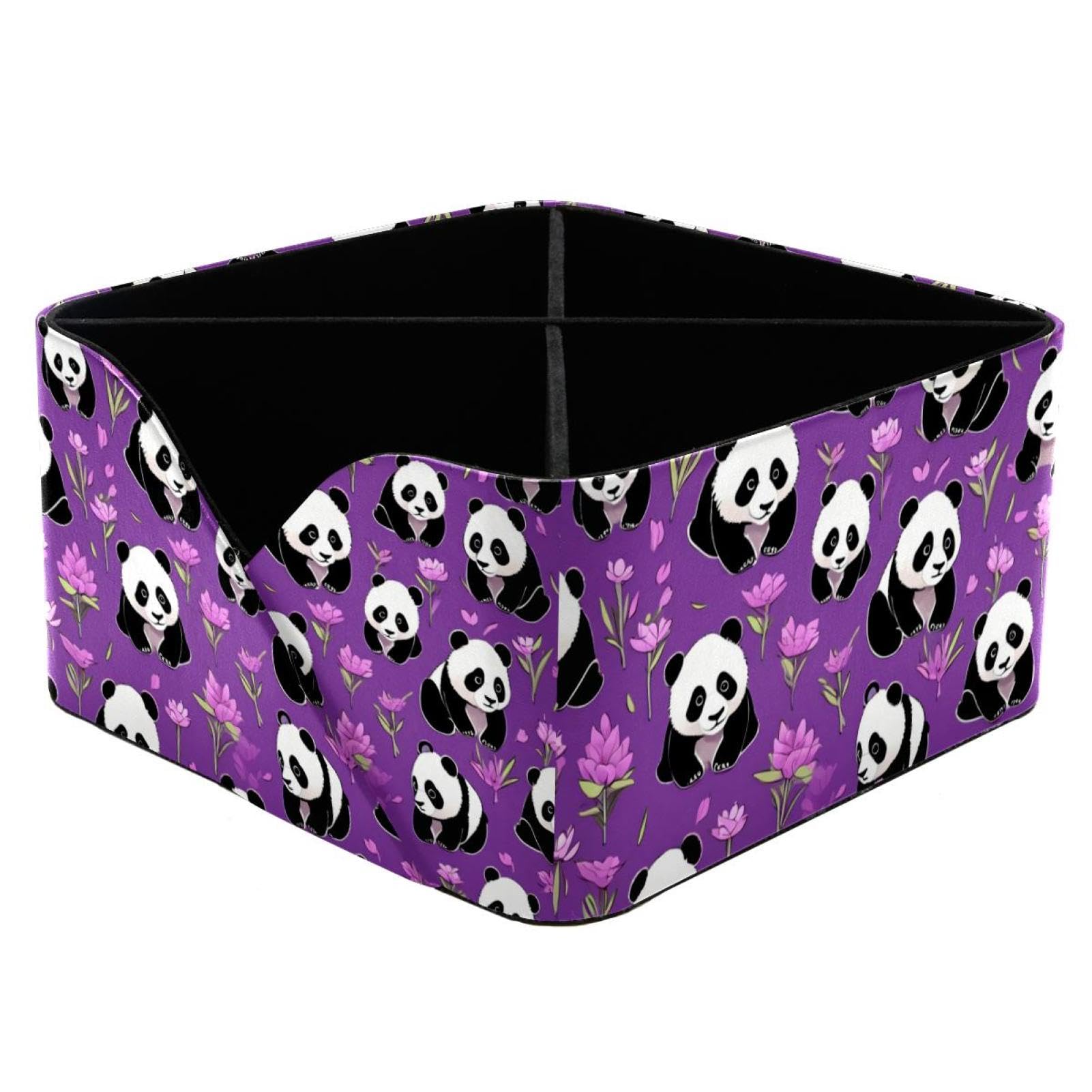 Organiseur de bureau pour papeterie et cosmétiques violet motif panda mignon