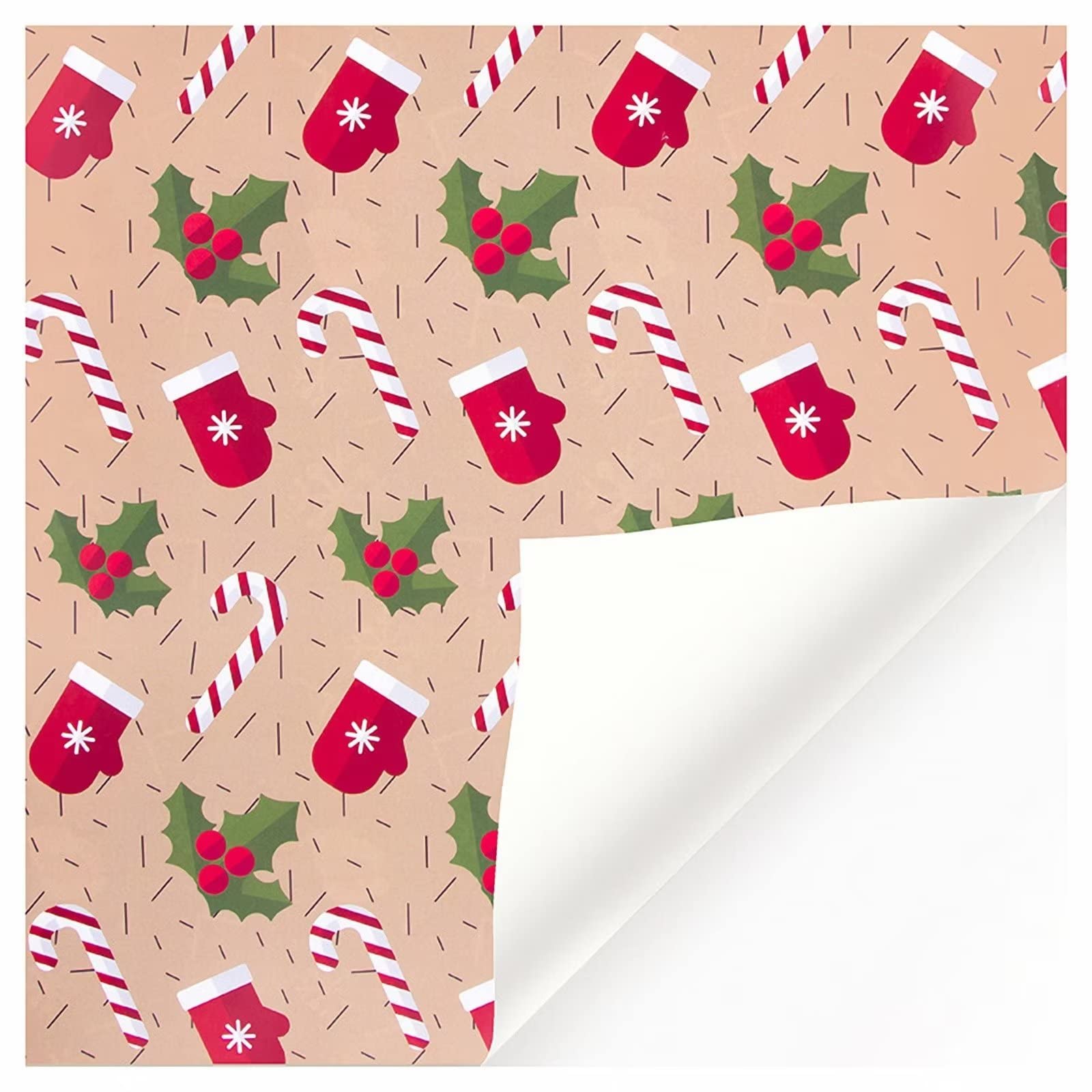 12 rolek papieru do pakowania, choinka, Święty Mikołaj, jagoda, papier prezentowy ze sznurkiem, dwustronna taśma i naklejki na baby shower, wakacje, imprezę, 40 cm x 70 cm na rolkę, czerwono-zielony