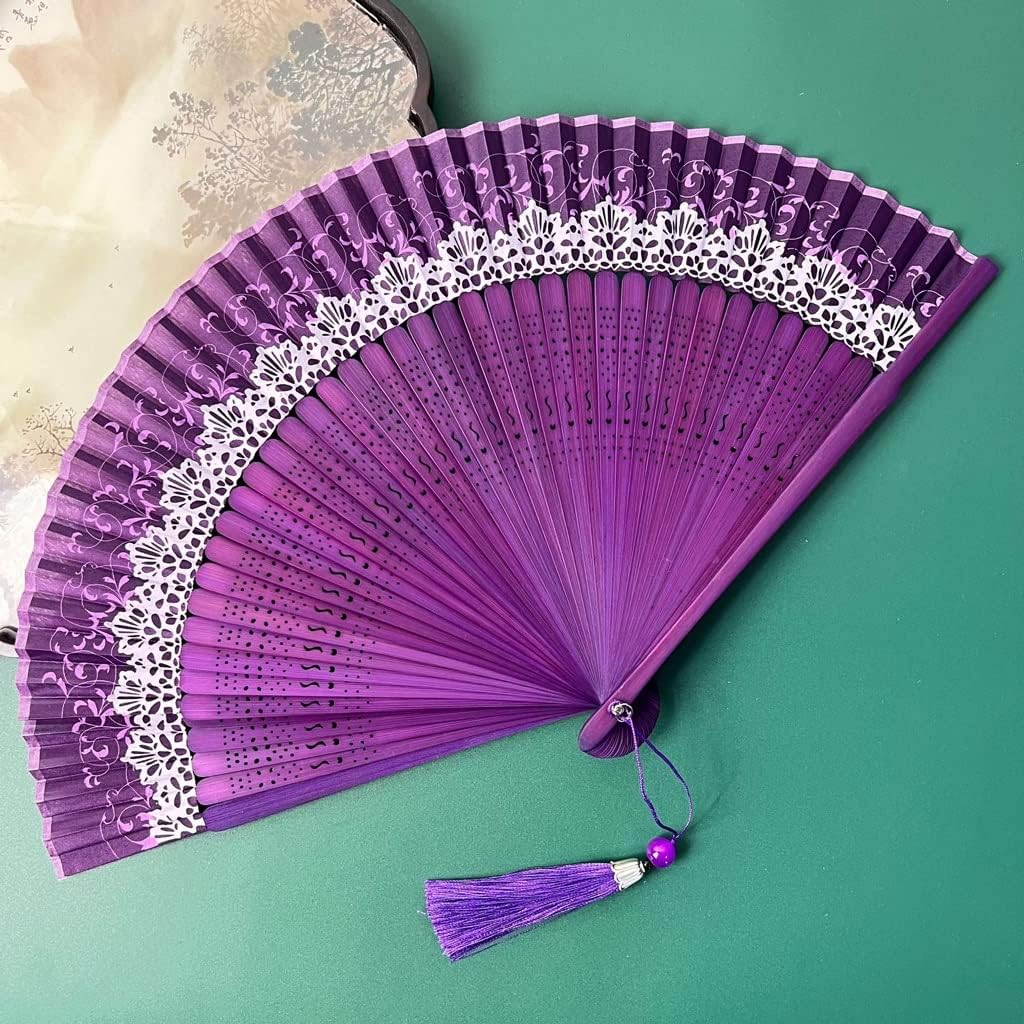 Color Changing Silk Hand Folding Fan Decorative Wedding Party Photography Dancing Prop