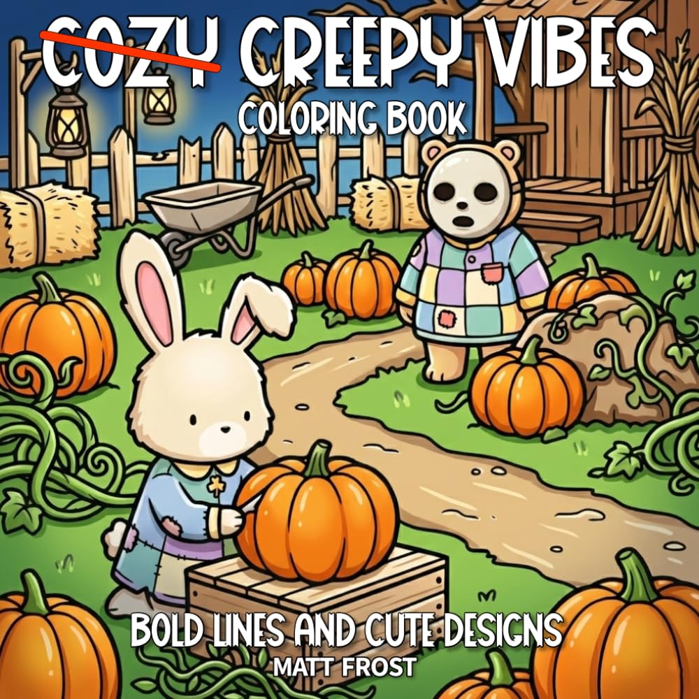 COZY CREEPY VIBES COLORING BOOK: BOLD LINES AND CUTE DESIGNS