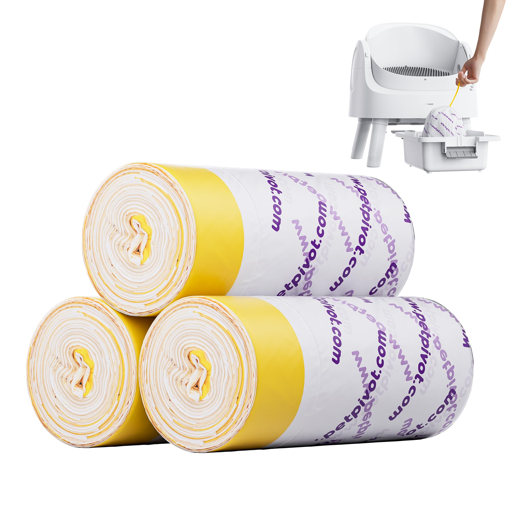 PetPivot Lot de 3 rouleaux de 60 sacs de litière auto-nettoyants pour AutoScooper 11