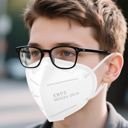 Miniatura 14 de KN95 Máscaras faciales, Negro, máscaras de seguridad con 5 capas para polvo con filtro de eficiencia ≥95% transpirable, bucles elásticos