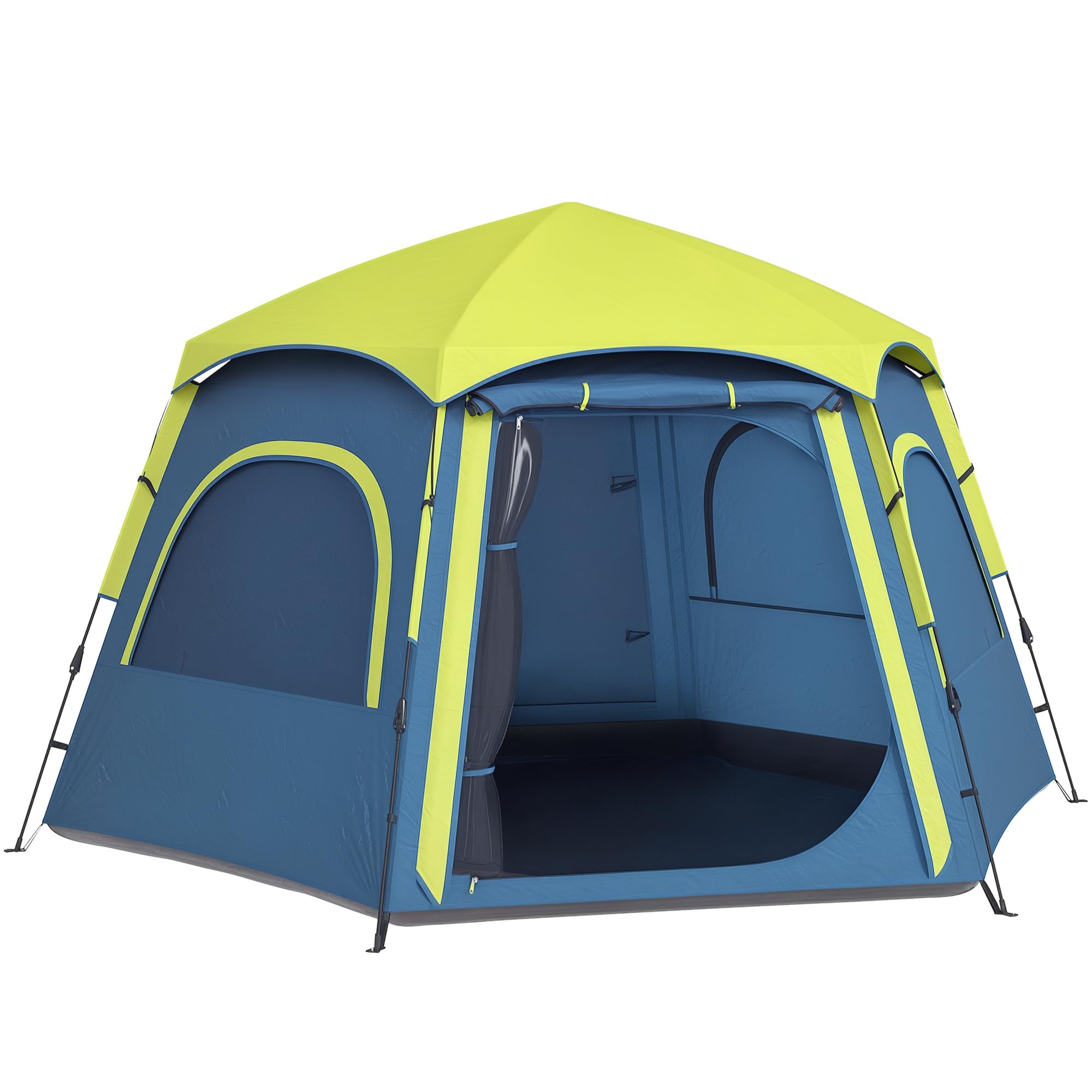 Outsunny Tienda de Campaña para 2-4 Personas Tienda de Camping Plegable con Fácil Instalación Ventanas de Malla Gancho y Bolsa Transporte Protección UV Impermeable 3000+ para Senderismo