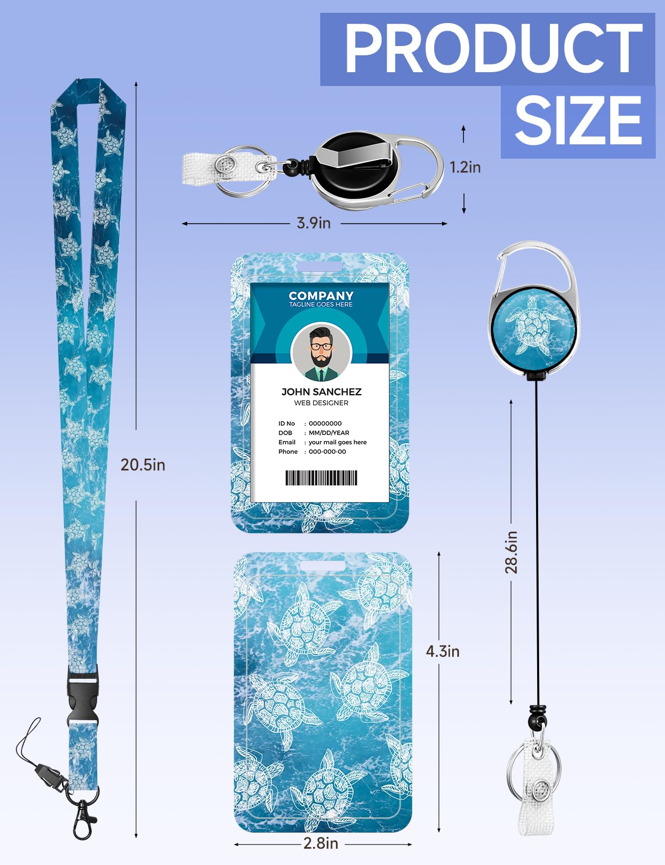 Fuzhong-ID Badge Holder With Lanyard Fashionable ID Card Holders Retractable Lanyards Soft Fiber Metal Clip Sturdy Buckle Key Wallet Work Nurse Teacher Cu