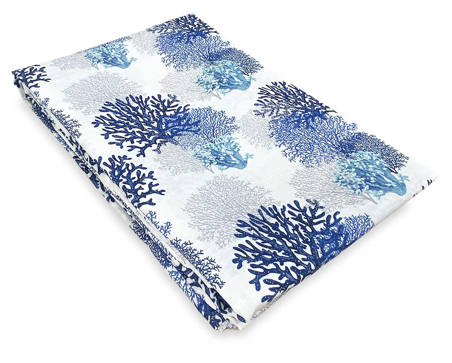 Tex family Tendina Vetro Moderna Larga 45 o 60 o 80 Coralli Blu Misto Lino Made in Italy - 1 Telo cm. 45x240