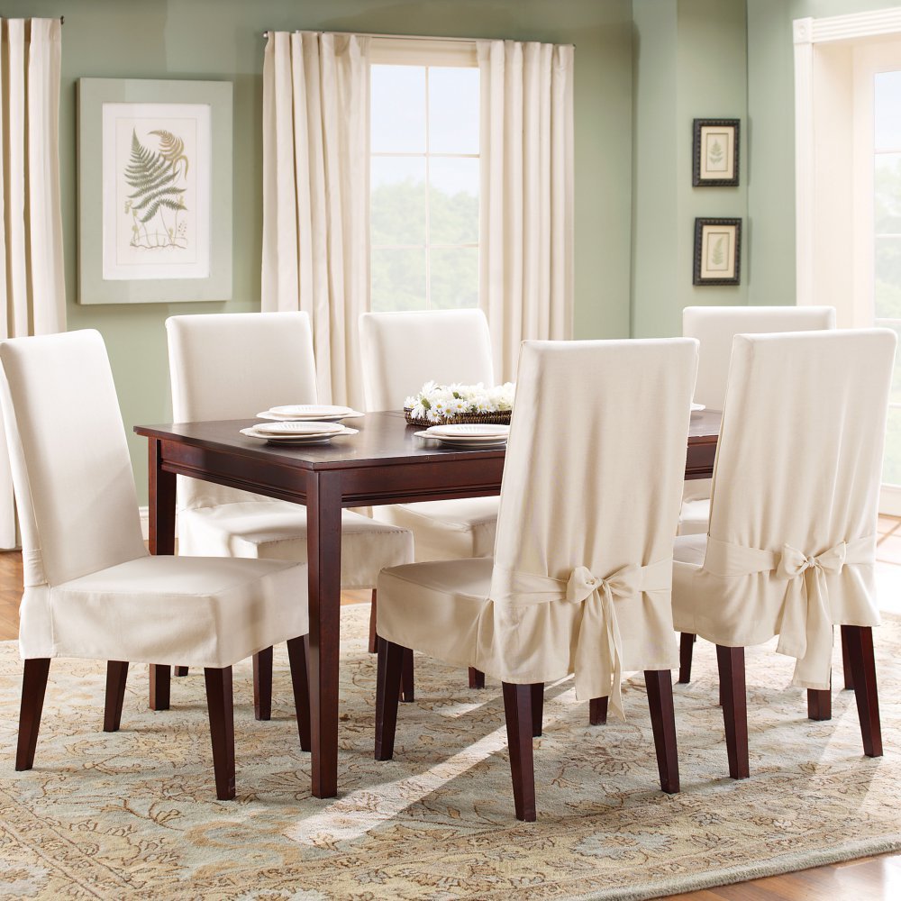 SureFit Duck Solid - Shorty Dining Room Chair Slipcover - Natural (SF21079)