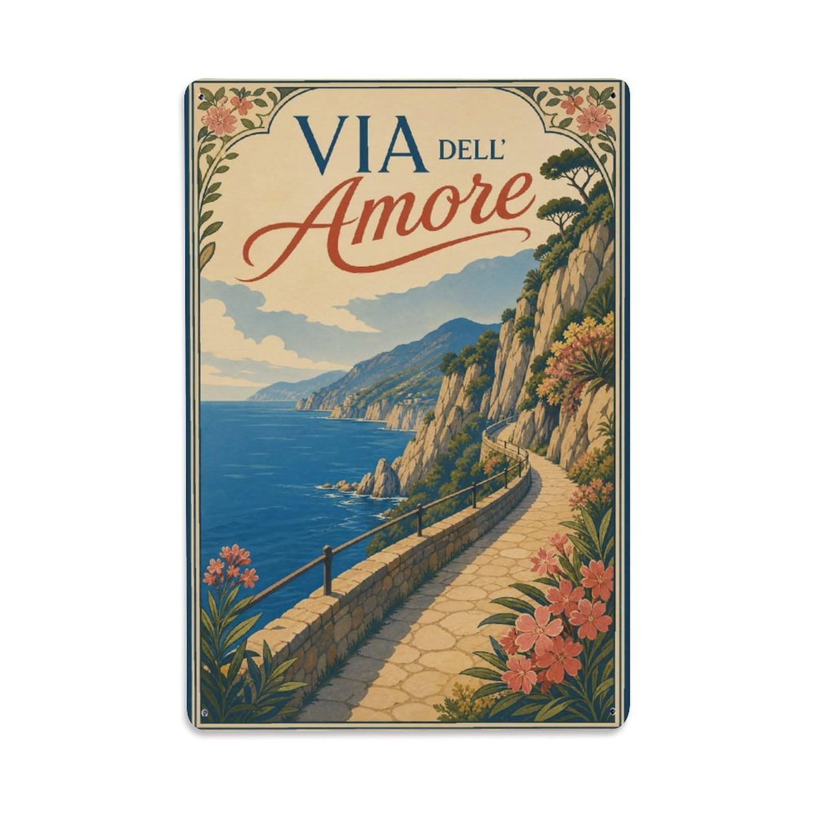 Metal Tin Sign Riomaggiore Vintage Travel Italy