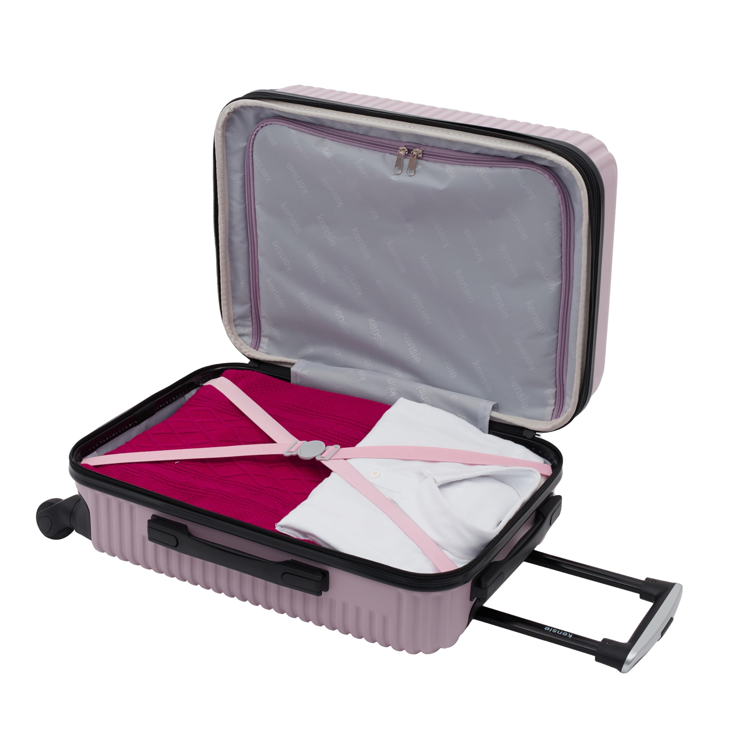 kensie Hillsboro - Set di valigie e borse da viaggio Hillsboro da donna, lilla brunito, lilla brunito, 50,8 cm, set di bagagli e borse da viaggio Hillsboro, Lilla Brunito, 20" Carry-on, Hillsboro -