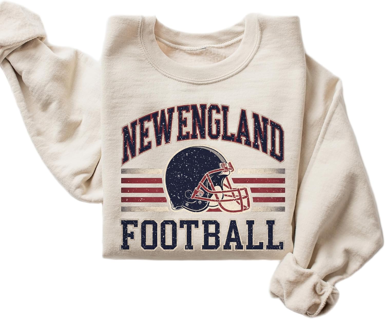 Distressed New England Football Vintage Style Crewneck Sweatshirt for Women Men – Retro Game Day Pullover
