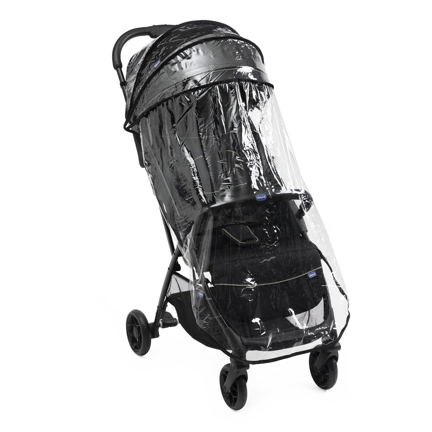 Chicco Glee, Carrito Bebé 0+ Meses-22 Kg, con Cierre Automático y Compacto, Capota Extensible con Tratamiento UV50+ Antilluvia, Respaldo Reclinable y Ajustable y Reposapiés, Negro