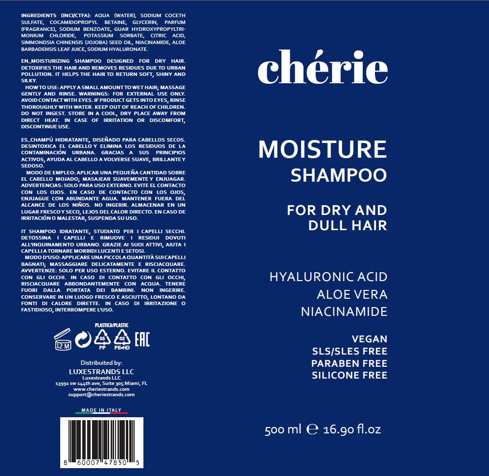 Moisturizing Shampoo with Hyaluronic Acid, Aloe Vera & Niacinamide, Everyday Hydrating Hair Shampoo for Dry Hair & Scalp, Non-Sulfate, Vegan, Non-Paraben & Non-Silicone, For Women And Men, 16.90 oz - Image 2