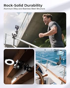 Super Clamp Camera Mount, 360 Dual Ballhead Magic Arm, 1/4-20 & 3/8-16 Threads, Super Clamp Kit for Phone/LED Lights/DSLR Camera/Gopro/Ronin-M/MOVI/Insta360/Tripod/Desk
