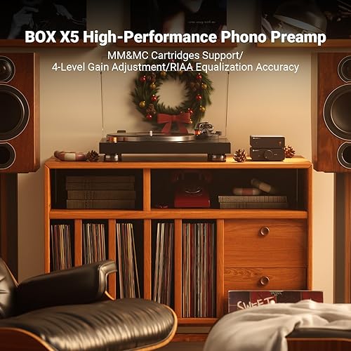 Miniatura 2 de Fosi Audio Box X5 Preamplificador Phono para tocadiscos, mini preamplificador de audio para el hogar para cartucho MM & MC, tocadiscosfonógrafo,