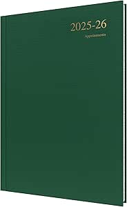 Collins 'Essentials' - Agenda De 12 Meses De Mitad De Año Académico, Agenda De Citas De Día A Página De Julio De 2025 A Julio De 2026, Tapa Dura A4, Verde