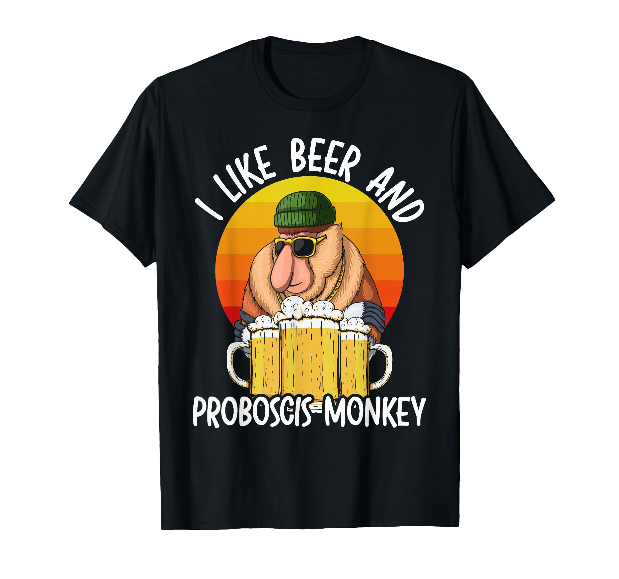 I Like Beer And Proboscis Monkey Wildlife Animal Zookeeper T-Shirt