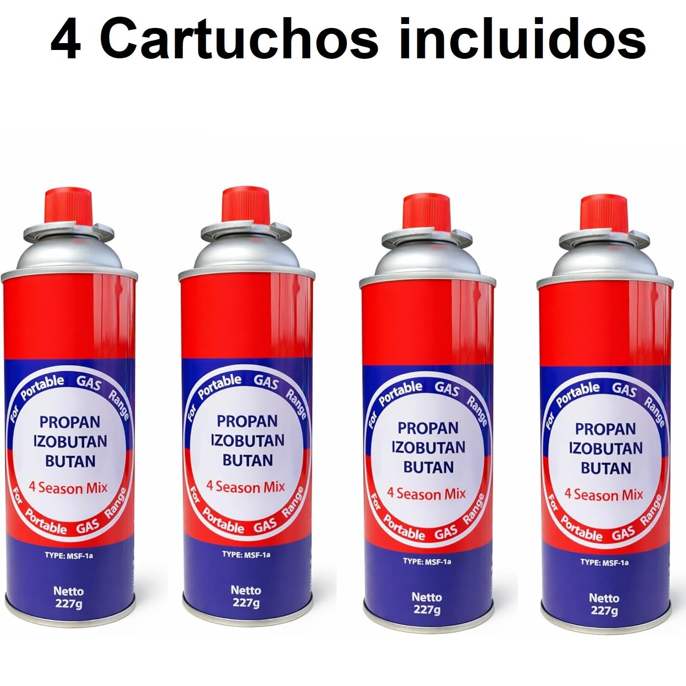 Hornillo Camping Gas Portatil, Adaptador de Bombona, Cocina Portátil, Infernillo, Fogareiro (Hornillo + 4 Botellas + Manguera + Adaptador de Bombona)
