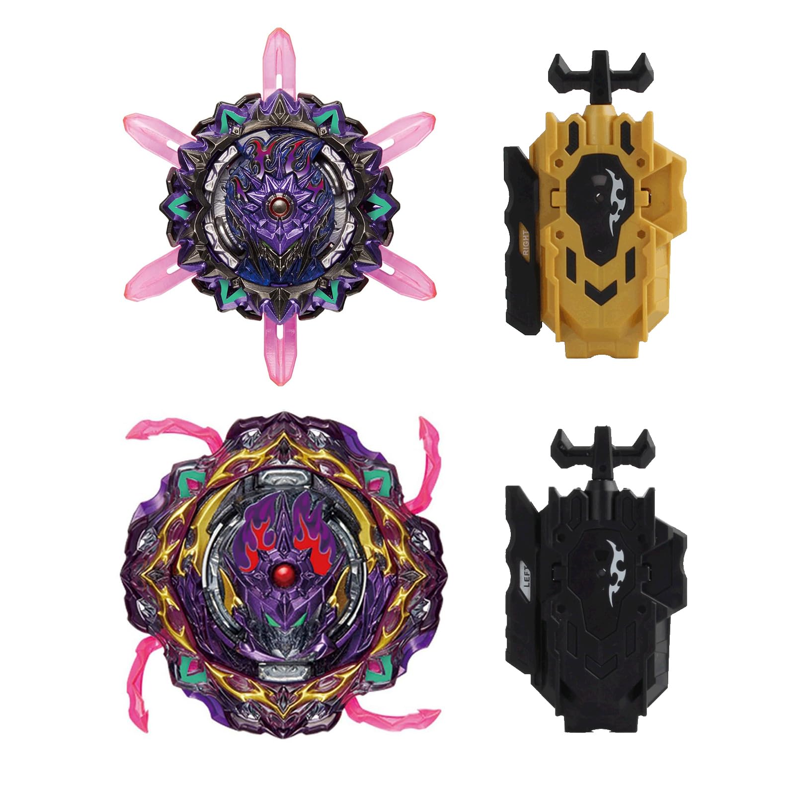 Wotean Gyros Turbos Set, 4D Arena Metal Fusion Battles Gyros, with Battling Top Launcher, Gift Sets for Kids,B206+B169