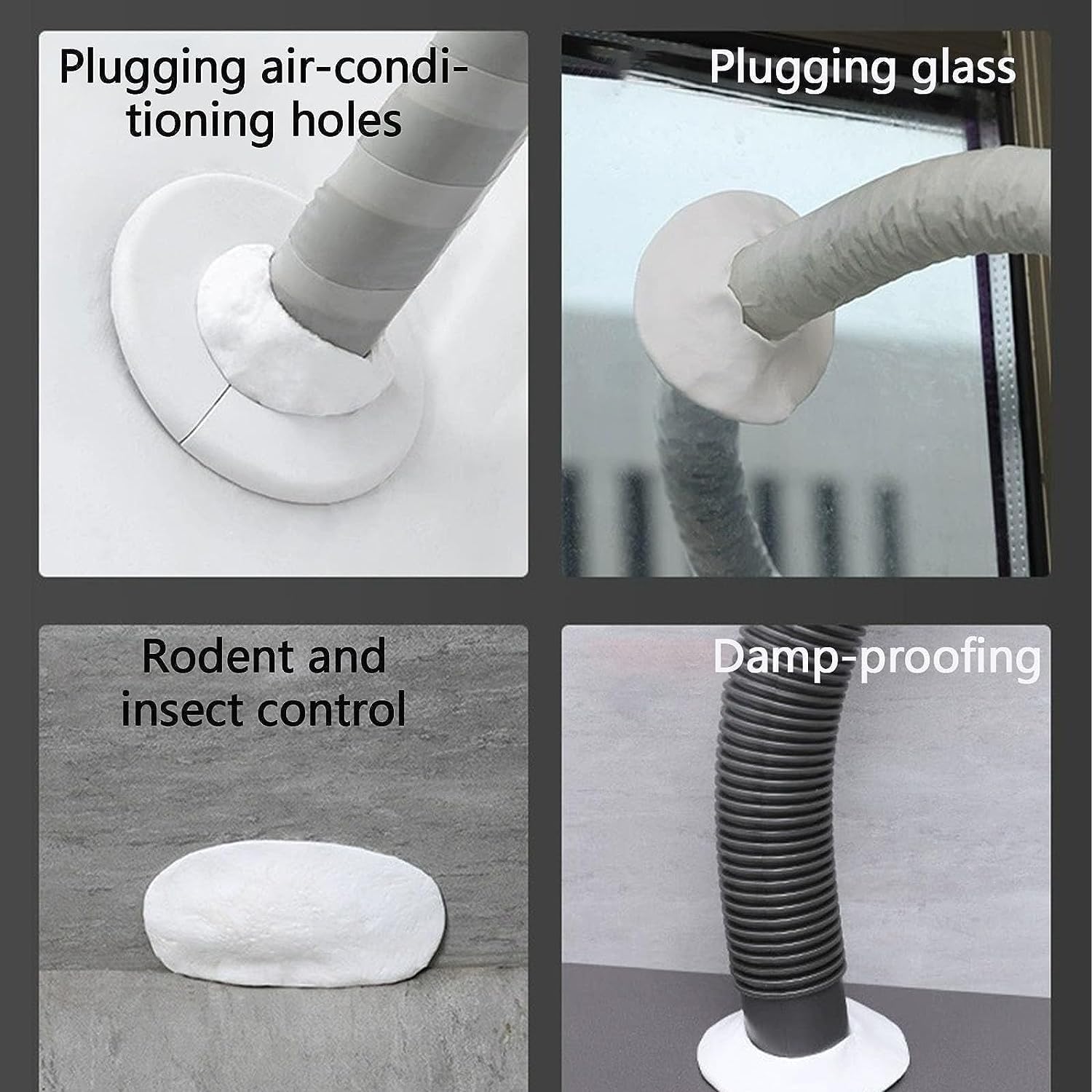 WROPZO Wall Hole Sealing Cement Airs Conditioner Clay Sealant White Sewer Mending Plasticine Waterproof Cements Repair, Fill Holes, Cracks, Gaps and Voids Around Windows, Doors, Pipes,2 Pcs 4