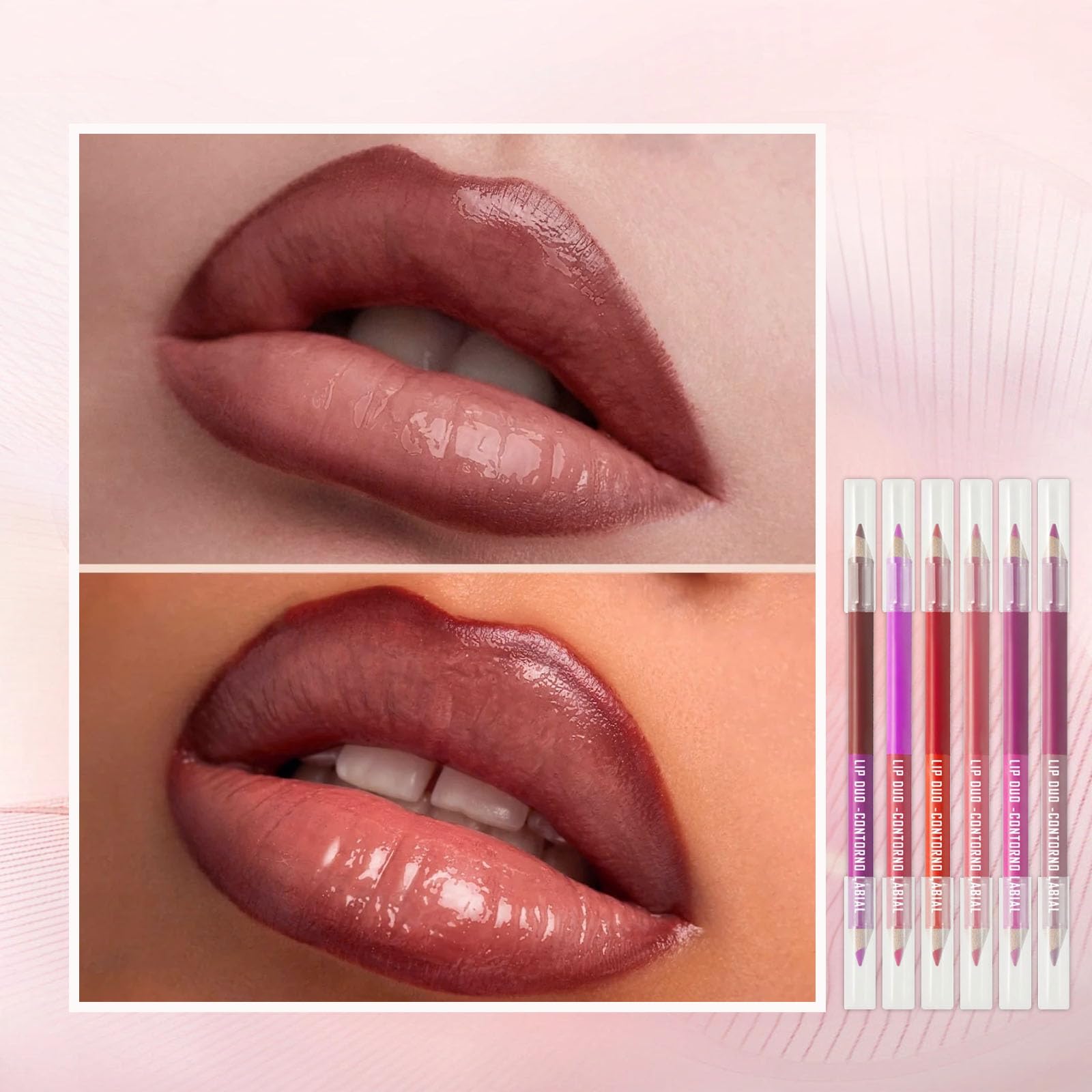 12 Colors Lip Liner Pencil, 6PCS Matte Double-Ended Lipstick - Image 2