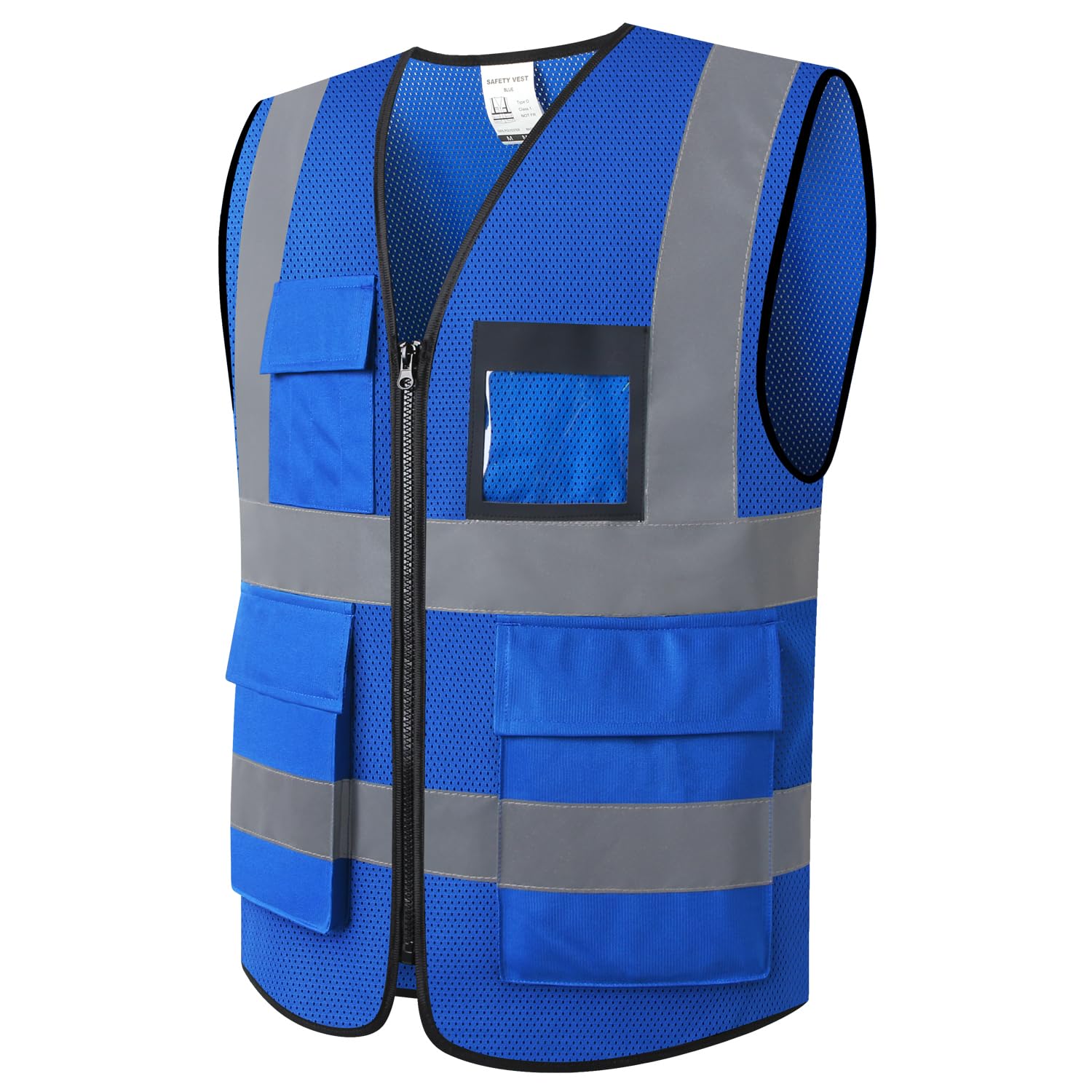 Ekkosafety Hi Vis Reflective Safety Vest for Men Women Mesh High Visibility Vest with Pockets,Meets ANSI/ISEA Standards(EK170-Mesh-Blue-XL)