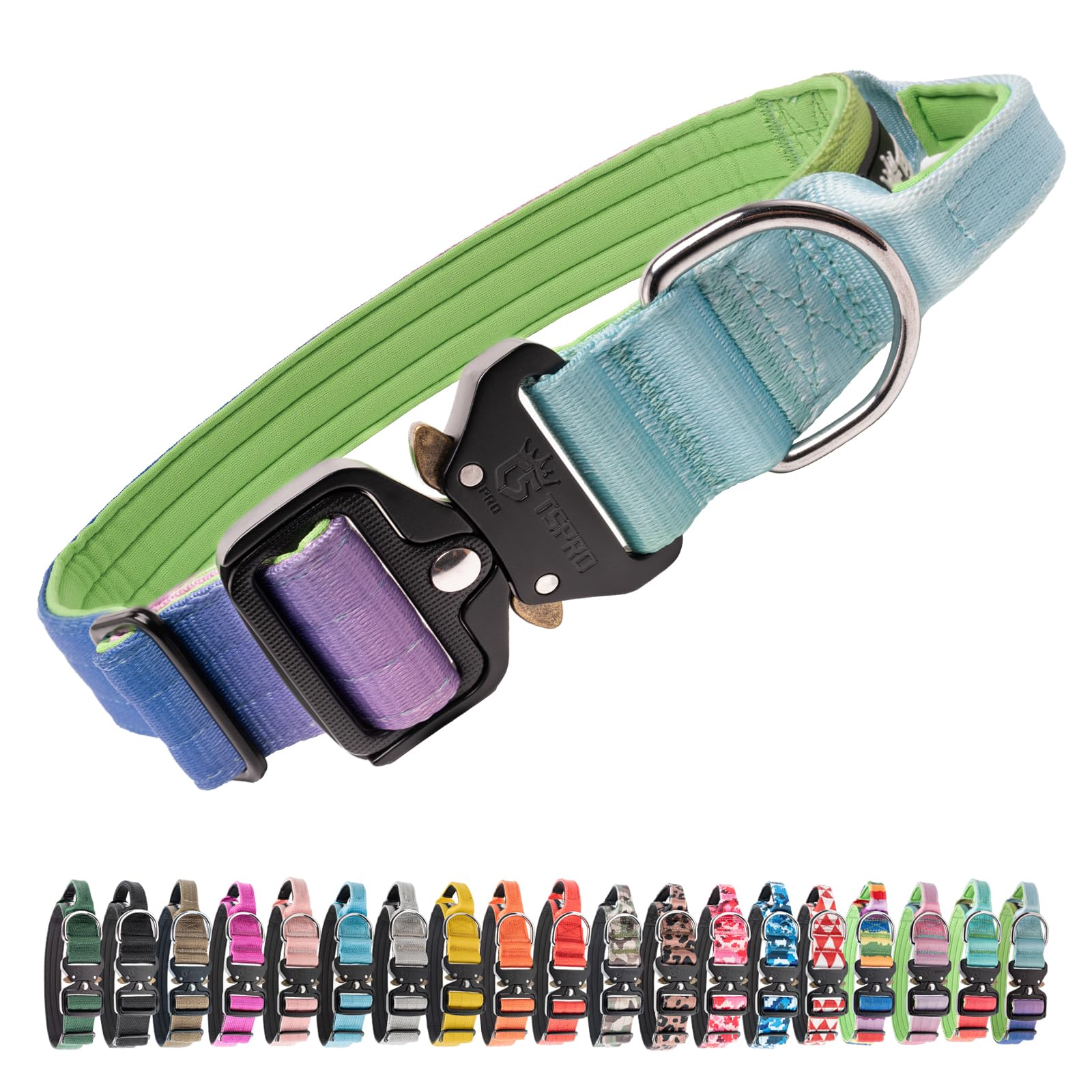 TSPRO Premium Hondenhalsband met Handgreep, Verstelbare Dikke Halsband met Snelontgrendelbare Gesp, Zwaar Belastbaar voor Middelgrote tot Grote Honden (Vitaliteitsgradiënt M