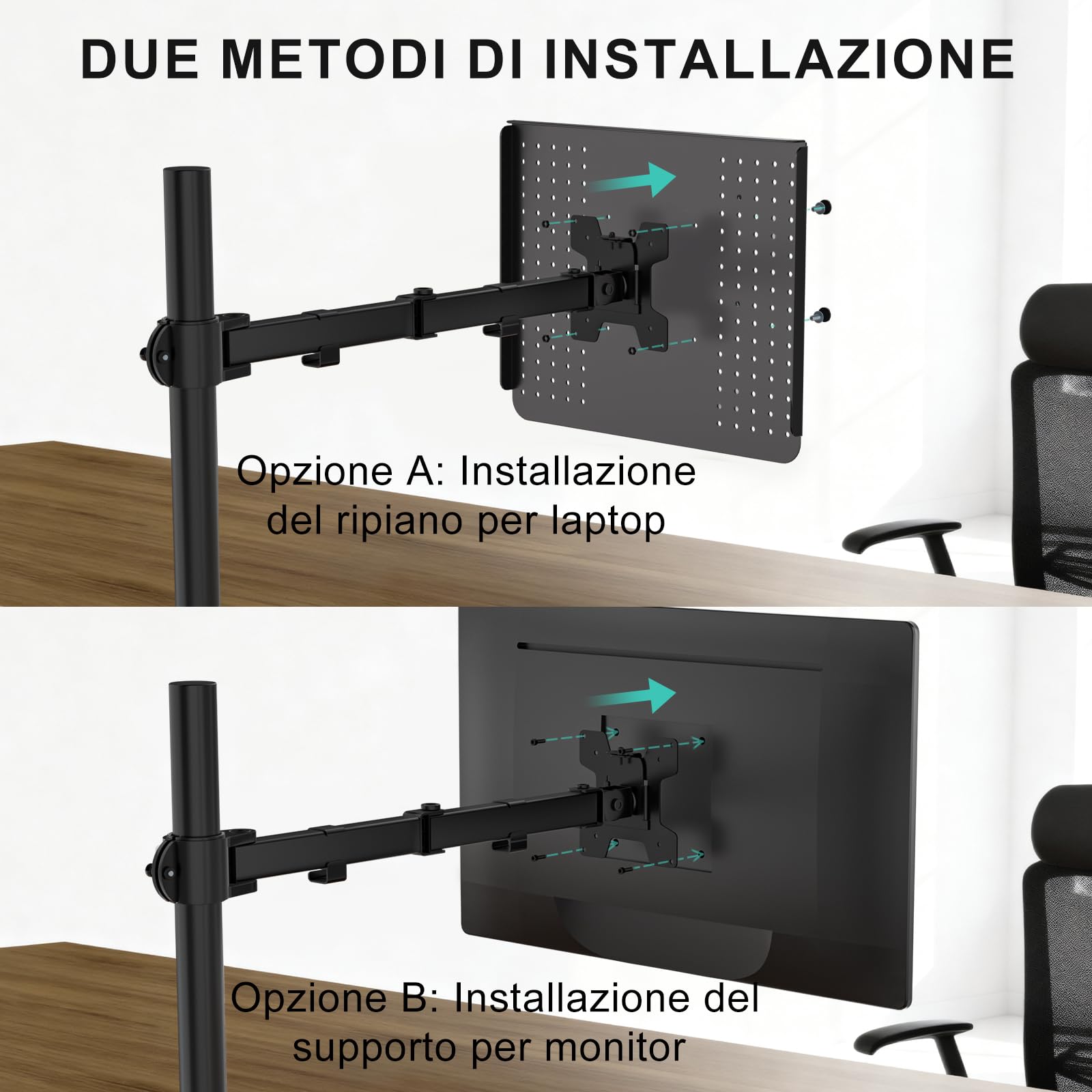 Wali Supporto da scrivania per 1 laptop fino a 17 pollici, completamente regolabile, capacità 10 kg con supporto per piattaforma di raffreddamento ventilato (M00LP)