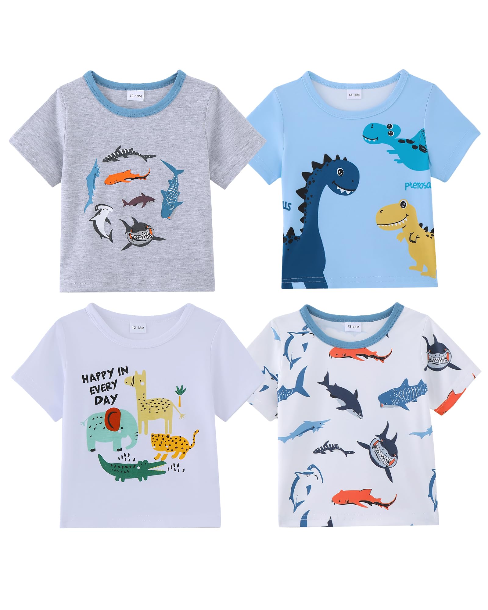 Baby Boy Clothes Toddler Boy T Shirts 6 12 18 24 Months 2T 3T 4-Pack Summer Baby Clothes