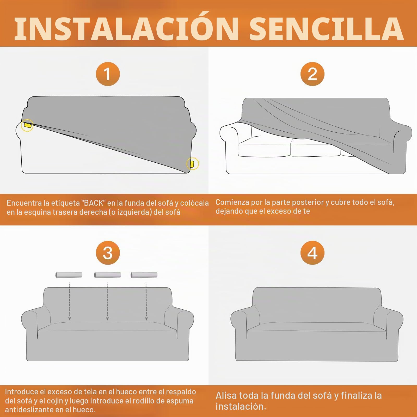 Ystyle Funda Sofa 3 Plazas, Ajustables Fundas Sofa Elasticas, Protector Sofa Gatos Arañazo y Perros Mascotas, Funda de Sofá con Reposabrazos Antideslizante Antimanchas Lavable, Negro