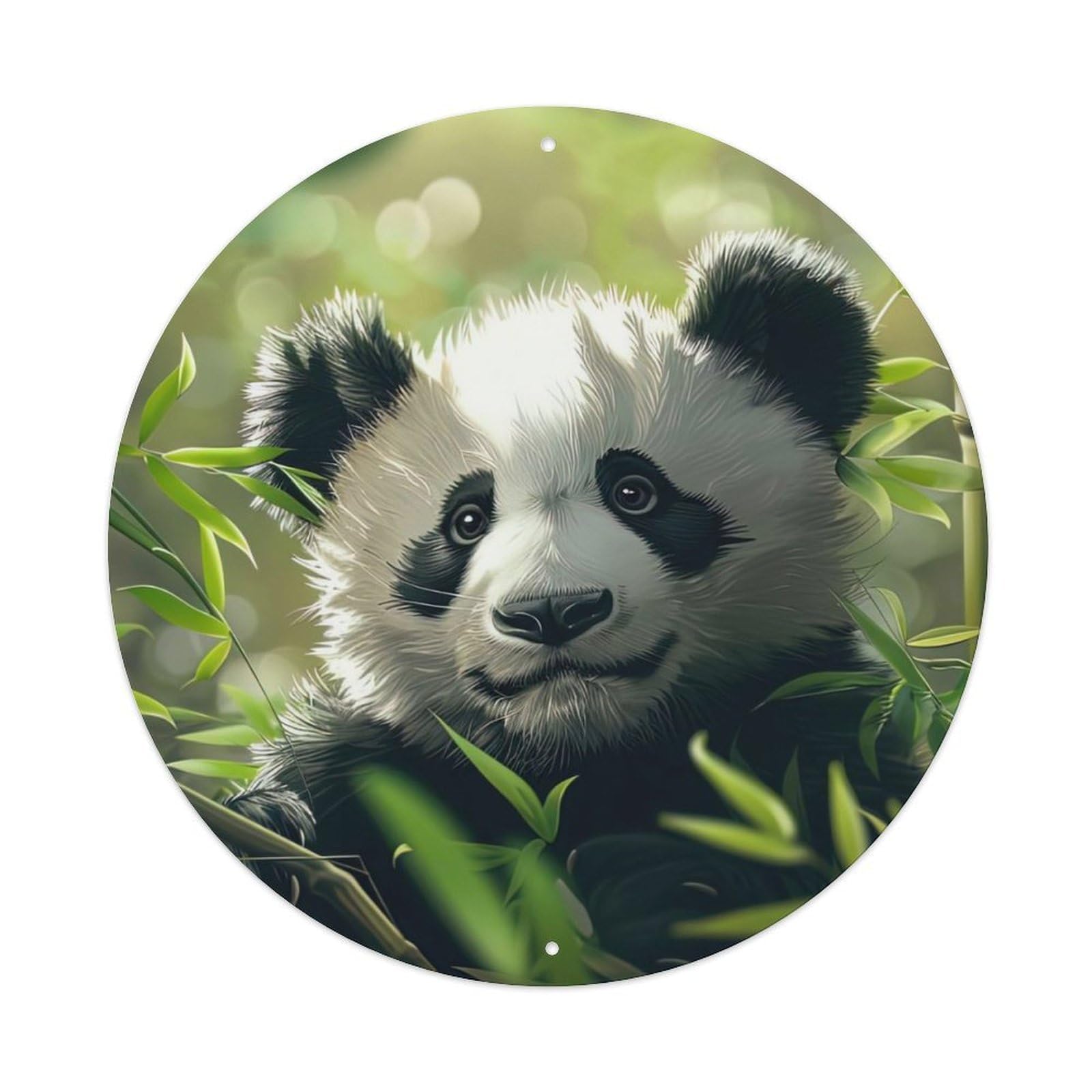 Animal Artwork Panda in A Bamboo Forest Vintage Metal Tin Sign Plaque Wall Decor for Cafe, Club Bar, Office, Garden Metal Poster 8x8Inch