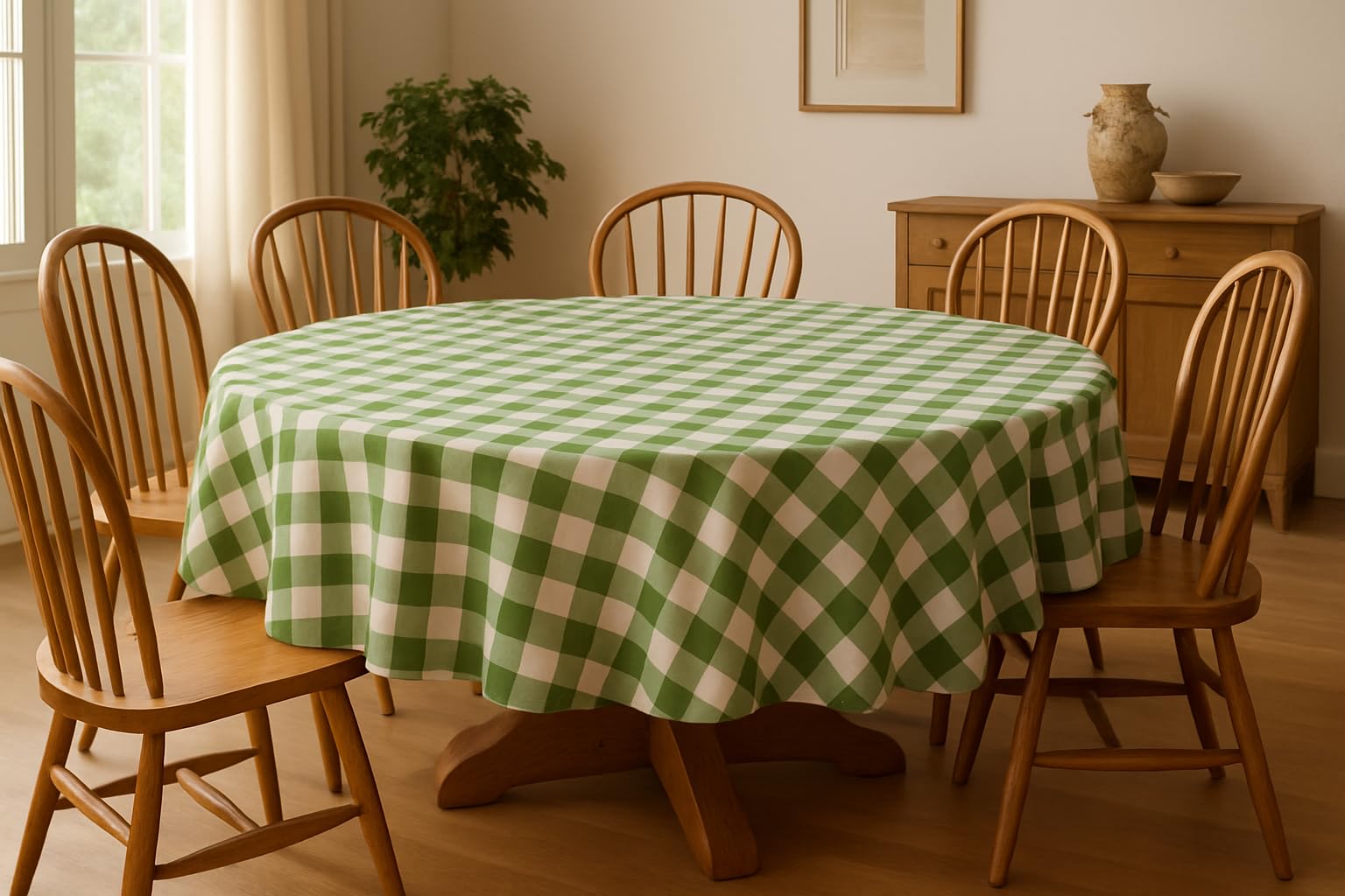 62-Inch Round Tablecloth – 100% Cotton, Decorative Dining Table Cover, Soft & Durable, Washable – Ideal for Round Tables, Kitchen, Parties & Everyday Use (Lemon)-image-9