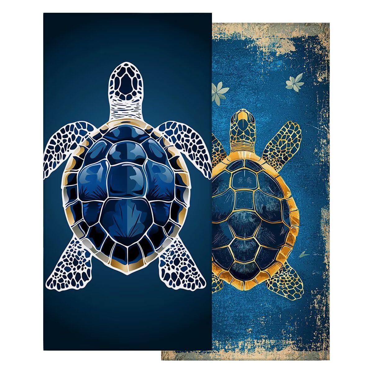 Ręcznik plażowy z mikrofibry, duży ręcznik plażowy 80 x 160 cm 2 sztuki, męski damski ręcznik gimnastyczny, odporny na piasek ręczniki plażowe, szybkoschnące ręczniki plażowe z mikrofibry (żółw morski