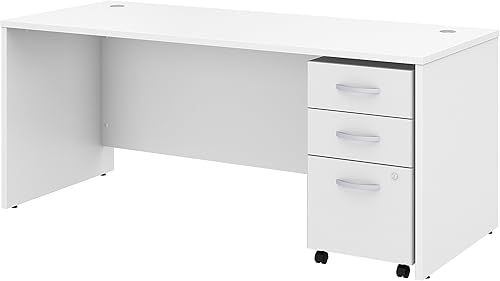 Bush Business Muebles stc013sg Studio C computadora y archivo, 72" x 30," Storm Gray, Madera, Blanco